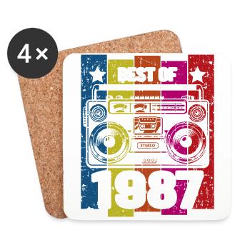 Best Of 1987 Stereo Radio Kassettenspieler - Untersetzer (4er-Set) - Weiß - Vorne