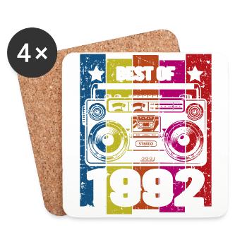 Best Of 1992 Stereo Radio Kassettenspieler - Untersetzer (4er-Set) - Weiß - Vorne