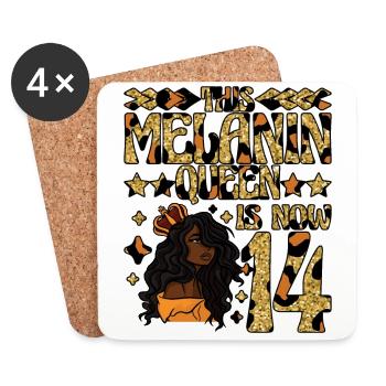 This melanin queen is now 14 black - Coasters (set of 4) - white - Front
