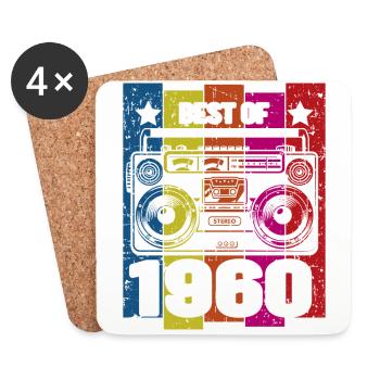 Best Of 1960 Stereo Radio Kassettenspieler - Untersetzer (4er-Set) - Weiß - Vorne