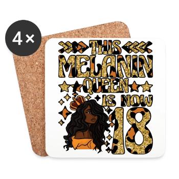 This melanin queen is now 18 black - Coasters (set of 4) - white - Front