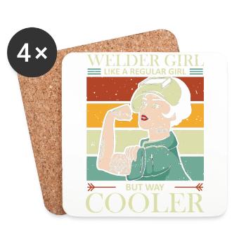 Schweißer Girl Cool | Schweißen Geschenke | - Untersetzer (4er-Set) - Weiß - Vorne