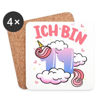 Ich Bin 11 Jahre Alt | Einhorn-thema | 11. - Untersetzer (4er-Set) - Weiß - Vorne