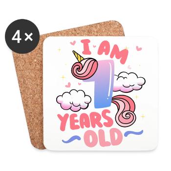 J’ai 10 ans | Thème Licorne | 7. - Dessous de verre (lot de 4) - blanc - Devant