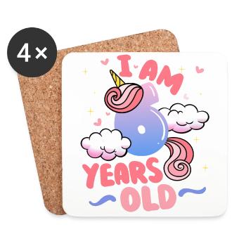 J’ai 6 ans | Thème Licorne | 6. - Dessous de verre (lot de 4) - blanc - Devant