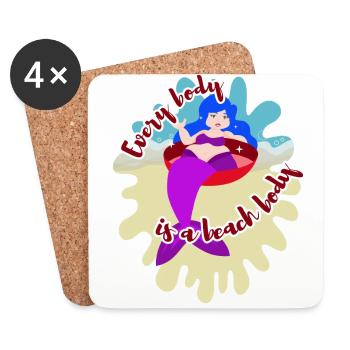 Every Body Is A Beach Body mermaid body positivity - Coasters (set of 4) - white - Front