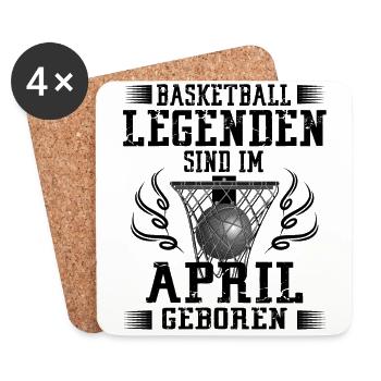 April Geburtstag Geschenk Basketball Basketballer - Untersetzer (4er-Set) - Weiß - Vorne