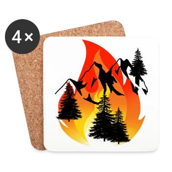 Inferno Fire Nature Fire Nature Conservation Forest Mountains - Coasters (set of 4) - white - Front