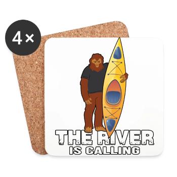 kayak canoë de glace canoë de pagaie de glace « la rivière appelle » - Dessous de verre (lot de 4) - blanc - Devant