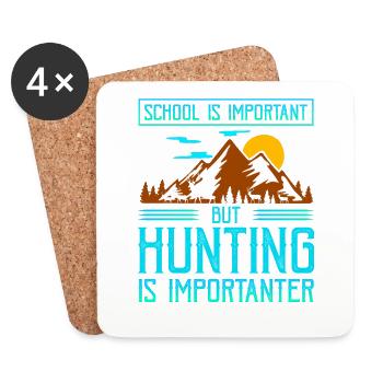 School Is Important But Hunting Is Importanter - Untersetzer (4er-Set) - Weiß - Vorne