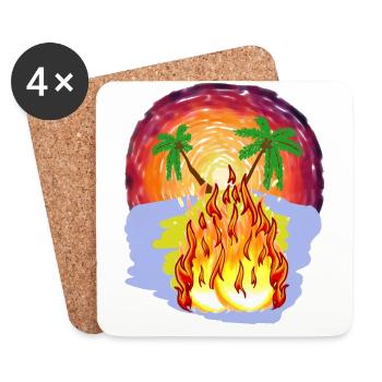 Summer Heat Fiery Hot Summer Time Climate - Coasters (set of 4) - white - Front