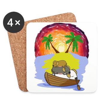 Adventure Leisure Holiday Ready Dogs Sleepy Hats - Coasters (set of 4) - white - Front