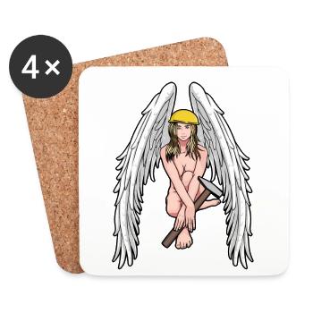 Guardian Angel Construction Site Hammer Helmet Work Area - Coasters (set of 4) - white - Front