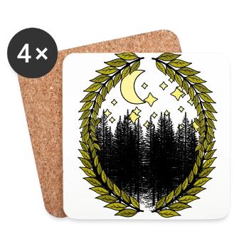 Wilderness Nature Stars Starry Sky Forest Firs - Coasters (set of 4) - white - Front