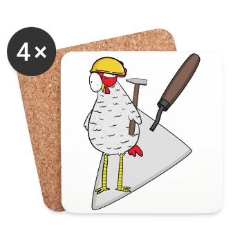 Craftsman Chicken Mason Mason Trowel Builder Job - Coasters (set of 4) - white - Front