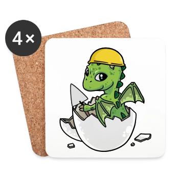 Dino Craftsman Eggshell Mason Trowel Maurer Job - Coasters (set of 4) - white - Front