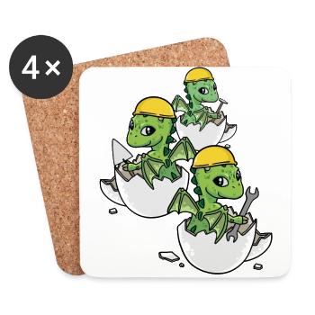 Dino Craftsman Eggshell Tool Professions Work - Coasters (set of 4) - white - Front