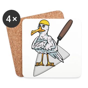 Construction site Craftsmen Möwe Maurer Maurerkelle Bauen - Coasters (set of 4) - white - Front