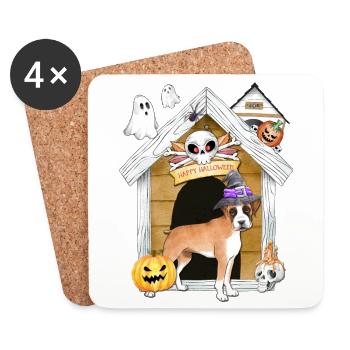 Halloween Boxer Dog Witch - Coasters (set of 4) - white - Front