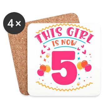 This Girl Is Now 5 | Cupcake Themed - Coasters (set of 4) - white - Front