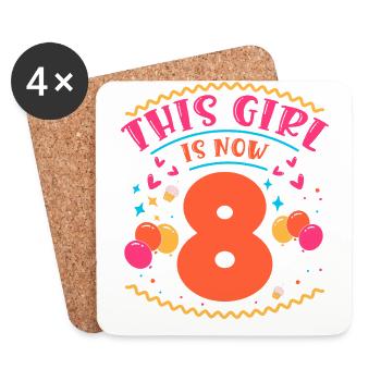 Cette fille a maintenant 8 | Thème Cupcake - Dessous de verre (lot de 4) - blanc - Devant
