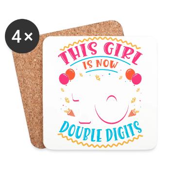 Cette fille a maintenant 10 | Thème Cupcake - Dessous de verre (lot de 4) - blanc - Devant