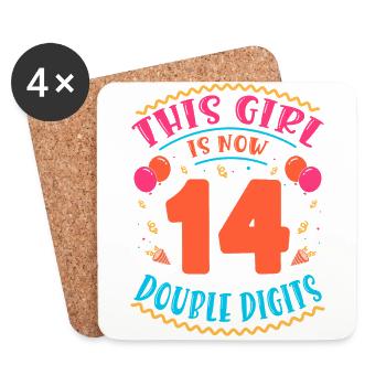 Cette fille a maintenant 14 | Thème Cupcake - Dessous de verre (lot de 4) - blanc - Devant