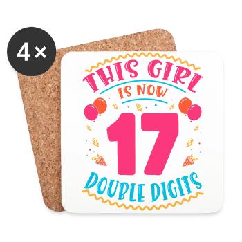 Cette fille a maintenant 17 | Thème Cupcake - Dessous de verre (lot de 4) - blanc - Devant