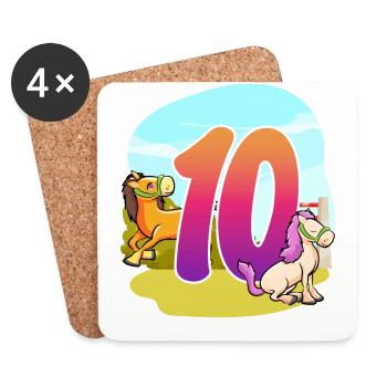 10ème anniversaire Équitation à cheval Thème Dix Fête - Dessous de verre (lot de 4) - blanc - Devant
