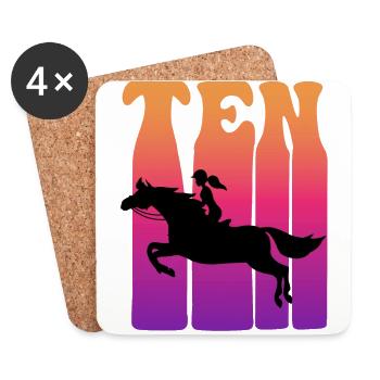 Girl riding, I am 10 years old, children 10. - Coasters (set of 4) - white - Front