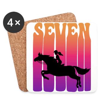 Girl riding, I am 7 years old, children 7. - Coasters (set of 4) - white - Front