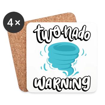 Avertissement de deux nados 2e anniversaire | Tornade - Dessous de verre (lot de 4) - blanc - Devant