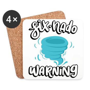 Six-nado Warnung 5. Geburtstag | Tornado - Untersetzer (4er-Set) - Weiß - Vorne