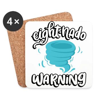 Avertissement de huit nados 8e anniversaire | Tornade - Dessous de verre (lot de 4) - blanc - Devant