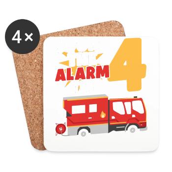 Sound The Alarm I'm 4 | Firefighter Topic - Coasters (set of 4) - white - Front