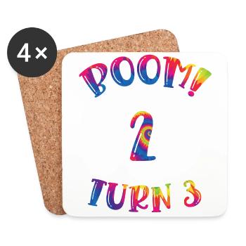 Boom I Just Turned 2 but can't wait to 3 - Coasters (set of 4) - white - Front