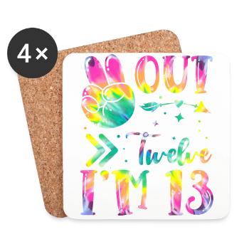 Peace Out Twelve I'm 13 | Tie Dye Themed - Untersetzer (4er-Set) - Weiß - Vorne