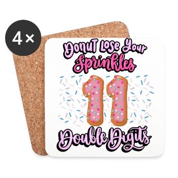 Donut Lose Your Sprinkles 11th Birthday | Beignet - Dessous de verre (lot de 4) - blanc - Devant