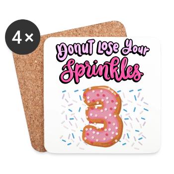 Donut Lose Your Sprinkles 3ème anniversaire | Beignet - Dessous de verre (lot de 4) - blanc - Devant