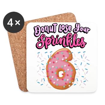 Donut Lose Your Sprinkles 6th Birthday | Doughnut - Coasters (set of 4) - white - Front