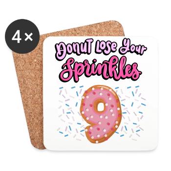 Donut Lose Your Sprinkles 9th Birthday | Beignet - Dessous de verre (lot de 4) - blanc - Devant