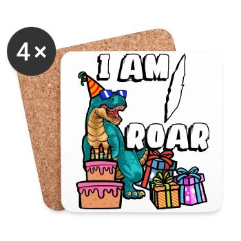 Ich Bin 1 Brüller | Dinosaurier Geburtstag Shirt - Untersetzer (4er-Set) - Weiß - Vorne