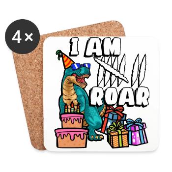 Ich Bin 7 Brüllen | Dinosaurier Geburtstag Shirt - Untersetzer (4er-Set) - Weiß - Vorne