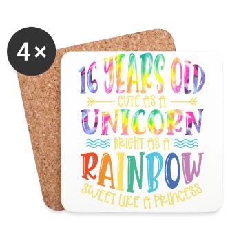 16 ans Mignon comme une licorne brillant comme - Dessous de verre (lot de 4) - blanc - Devant