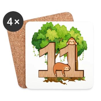 11th birthday | Sloth birthday | Sloth - Coasters (set of 4) - white - Front