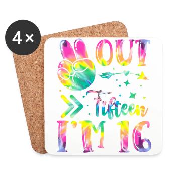 Peace Out Fifteen I'm 16 | Tie Dye Themed - Untersetzer (4er-Set) - Weiß - Vorne
