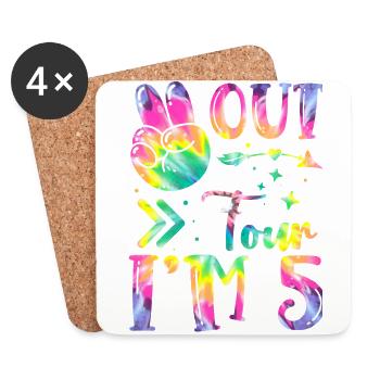 Peace Out Four I'm 5 | Tie Dye Themed Birthday | - Untersetzer (4er-Set) - Weiß - Vorne