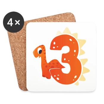 3rd birthday | Dinosaur Birthday | - Coasters (set of 4) - white - Front