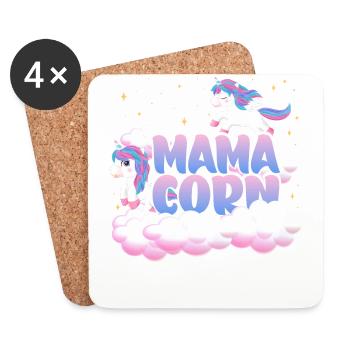 Mama Corn | | d’anniversaire de licorne Thème Licorne | - Dessous de verre (lot de 4) - blanc - Devant