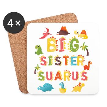 Schwester Saurus | Dinosaurier Geburtstag | - Untersetzer (4er-Set) - Weiß - Vorne